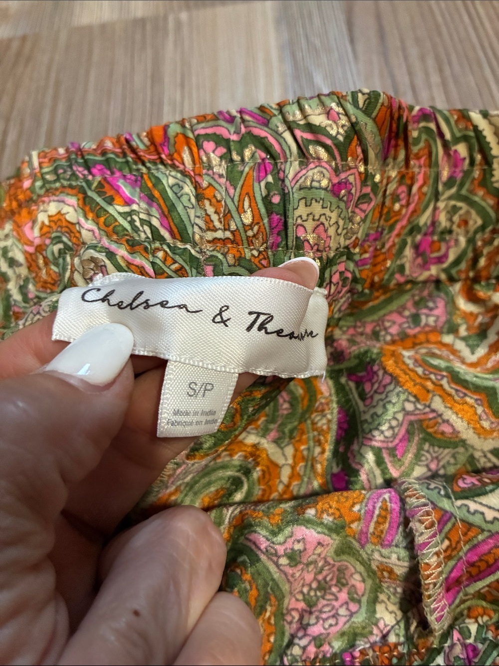Chelsea & Theodore Paisley print Wide leg Pants Drawstring waist Tassels Women S - Picture 5 of 11